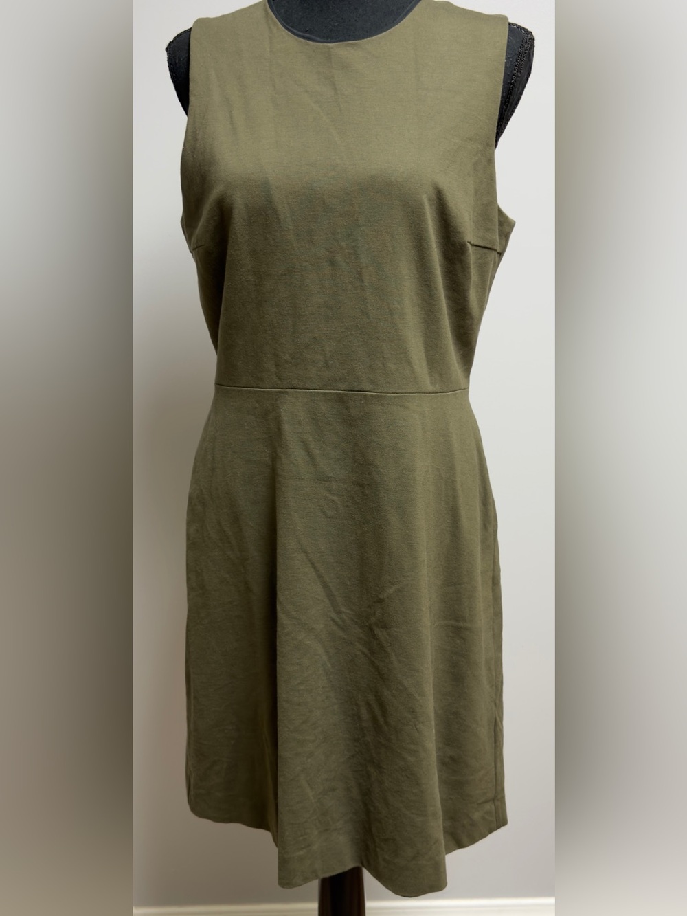 Theory Raneid K Stretch Viscose Sleeveless A-Line Dress Olive Green Size 10
